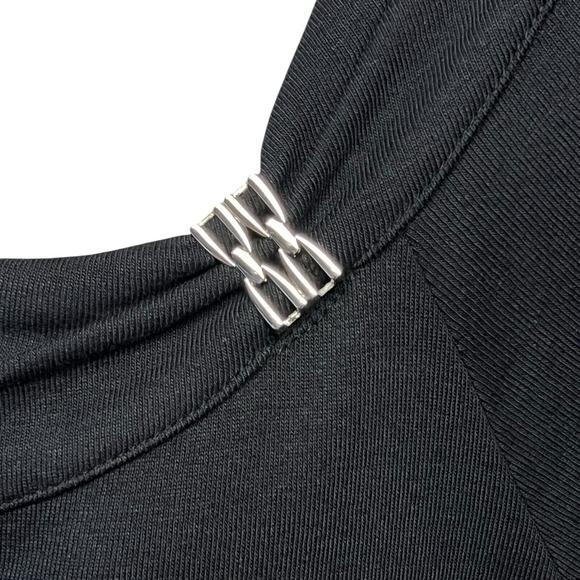 Rafaella Top 3X Black Pullover Silver Buckle Asymmetric Short Sleeve Minimalist - Picture 3 of 9